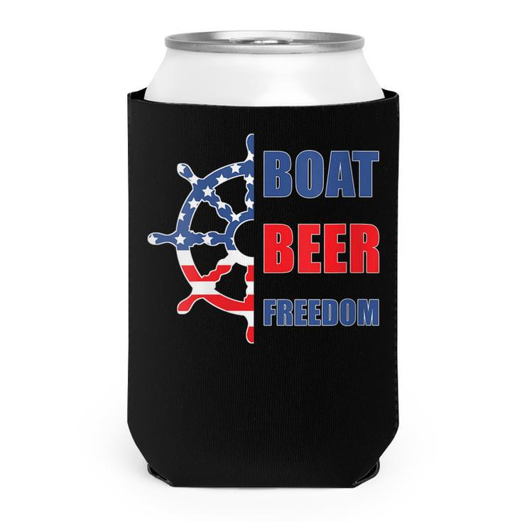 Womens Boat Beer Freedom Nautical Boating 4Th Of July Boaters  Can Cooler