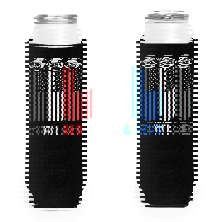 Womens Red White & Beer 4Th Of July Wine Red White Blue Beer  Can Cooler