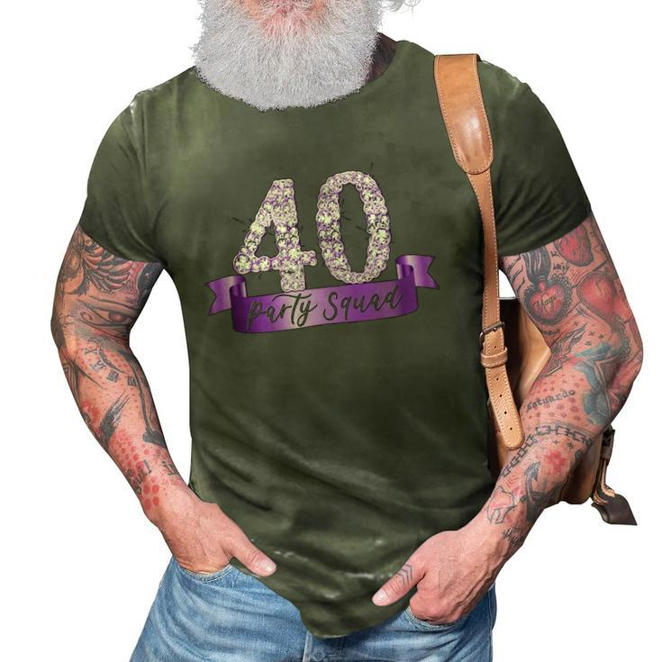 40Th Birthday Party Squad I Purple Group Photo Decor Outfit 3D Print Casual Tshirt