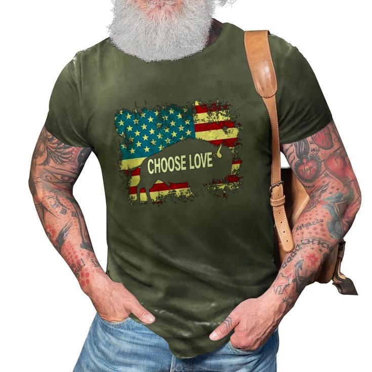 Choose Love Bills Vintage American Flag 3D Print Casual Tshirt