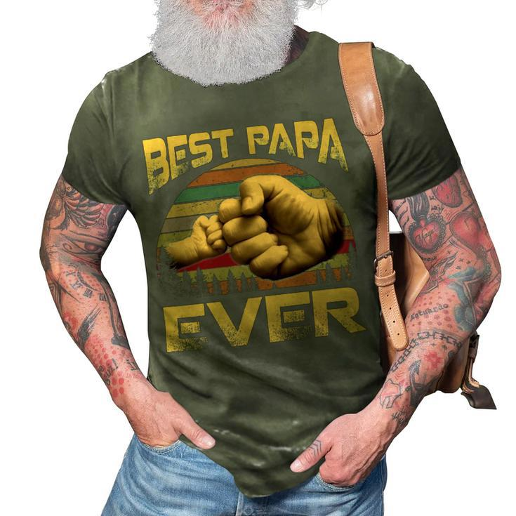 Father Grandpa Best Papa Ever Retro Vintage 54 Family Dad 3D Print Casual Tshirt