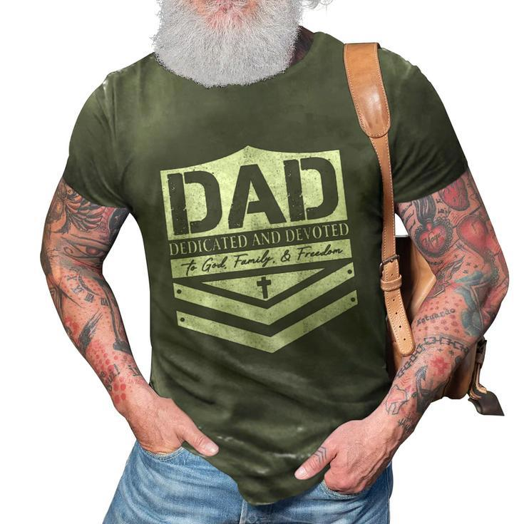 Happy Fathers Day Dad Dedicated And Devoted 3D Print Casual Tshirt