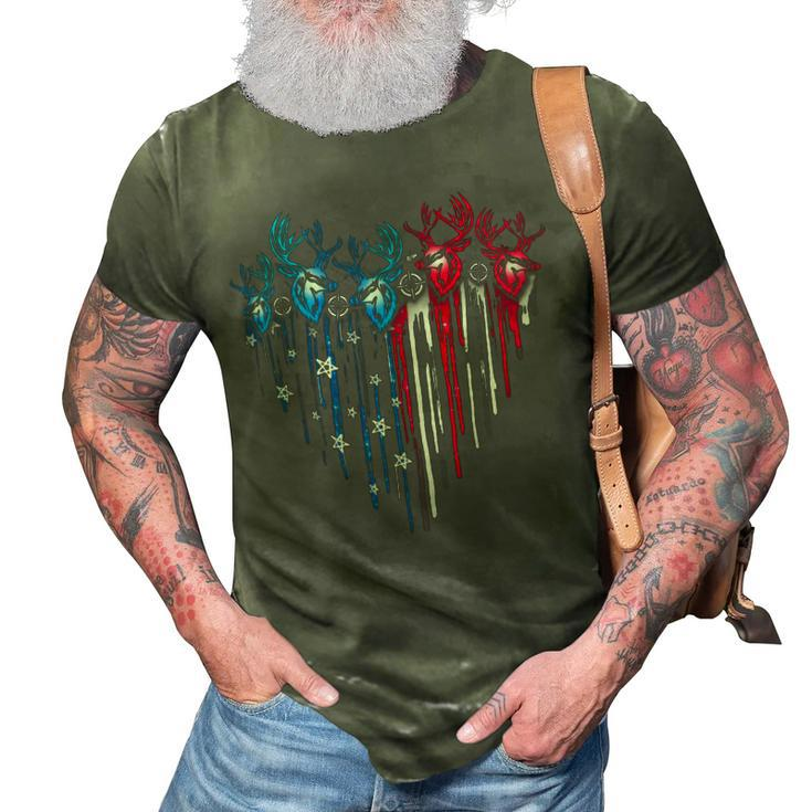 Hunting America Heart Flag 3D Print Casual Tshirt
