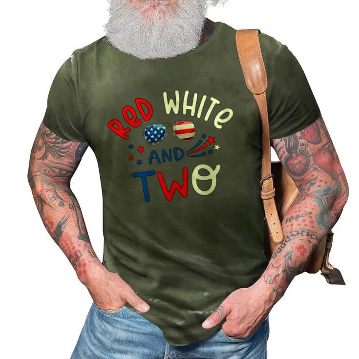 Kids Red White And Two 2Nd Birthday 4Th Of July Firework Boy 3D Print Casual Tshirt