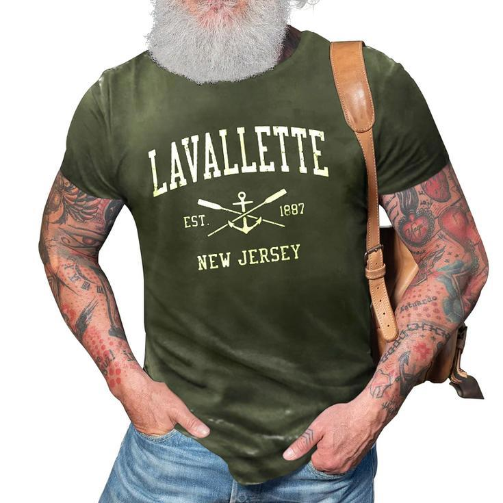 Lavallette Nj Vintage Crossed Oars & Boat Anchor Sports 3D Print Casual Tshirt