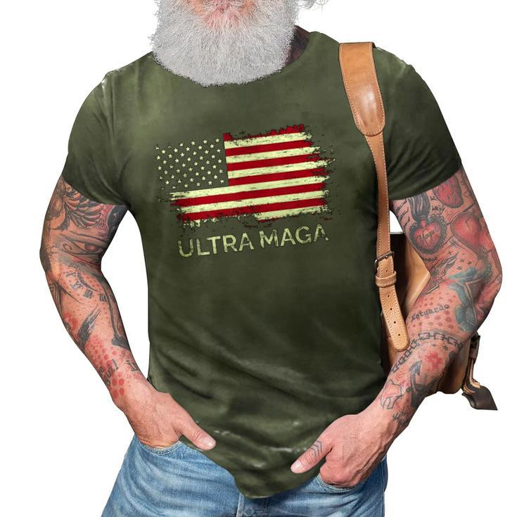 Mens Funny Ultra Maga Proud Ultra Maga Eagle 2022 Humor Us Flag 3D Print Casual Tshirt