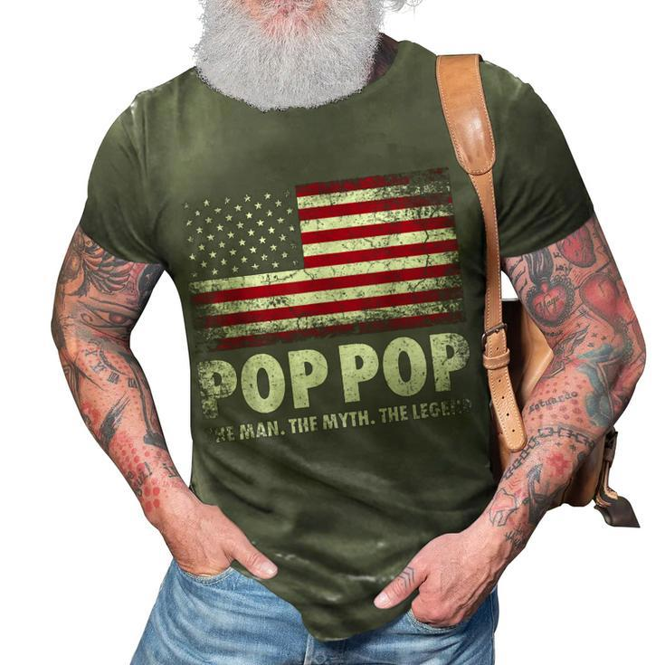 Mens Pop Pop The Man Myth Legend Fathers Day 4Th Of July Grandpa 3D Print Casual Tshirt