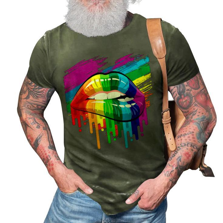 Rainbow Lips Lgbt Pride Month Rainbow Flag 3D Print Casual Tshirt