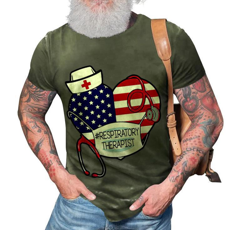 Respiratory Therapist Love America 4Th Of July For Nurse Dad 3D Print Casual Tshirt