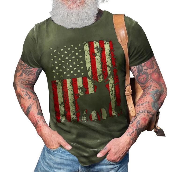 Usa Flag Day Deer Hunting 4Th July Patriotic Gift 3D Print Casual Tshirt