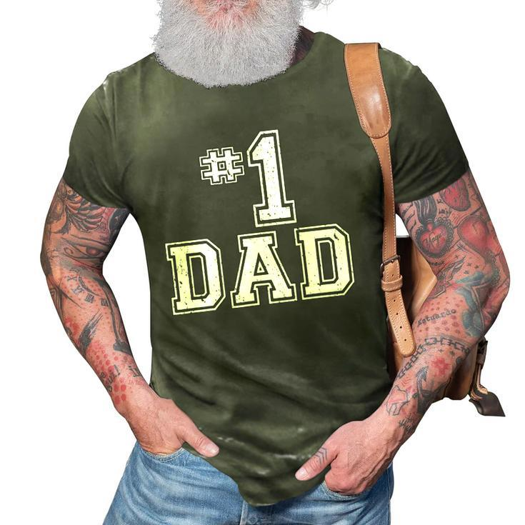 1 Dad Number One Daddy Fathers Day Vintage Style 3D Print Casual Tshirt