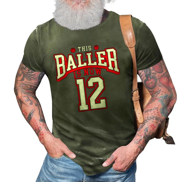 12Th Birthday Basketball Lover 12 Years Old Bday 3D Print Casual Tshirt