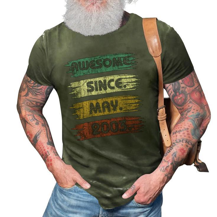 19 Years Old Gifts Awesome Since May 2003 19Th Birthday 3D Print Casual Tshirt