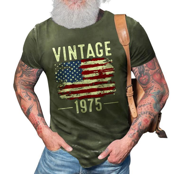 47Th Birthday Usa Flag Vintage American Flag 1975 Birthday 3D Print Casual Tshirt