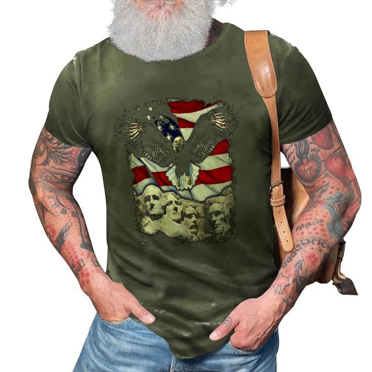 4Th Of July American Bald Eagle Mount Rushmore Merica Flag  3D Print Casual Tshirt