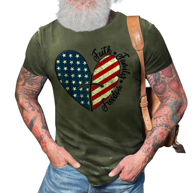 4Th Of July Faith Family Freedom American Flag Patriotic  3D Print Casual Tshirt