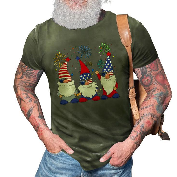 4Th Of July Funny Patriotic Gnomes Sunglasses American Usa 3D Print Casual Tshirt