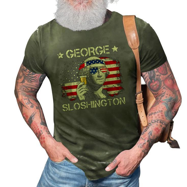 4Th Of July Merica George Sloshington Beer Drinking Usa Flag 3D Print Casual Tshirt