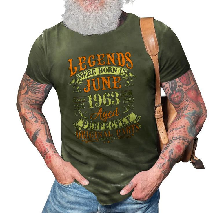 59Th Birthday Gift 59 Years Old Legends Born In June 1963 Birthday Party 3D Print Casual Tshirt