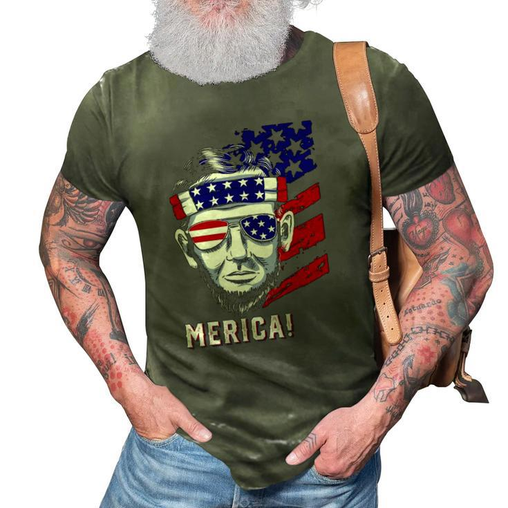 Abraham Lincoln 4Th Of July Merica Men Women American Flag  3D Print Casual Tshirt