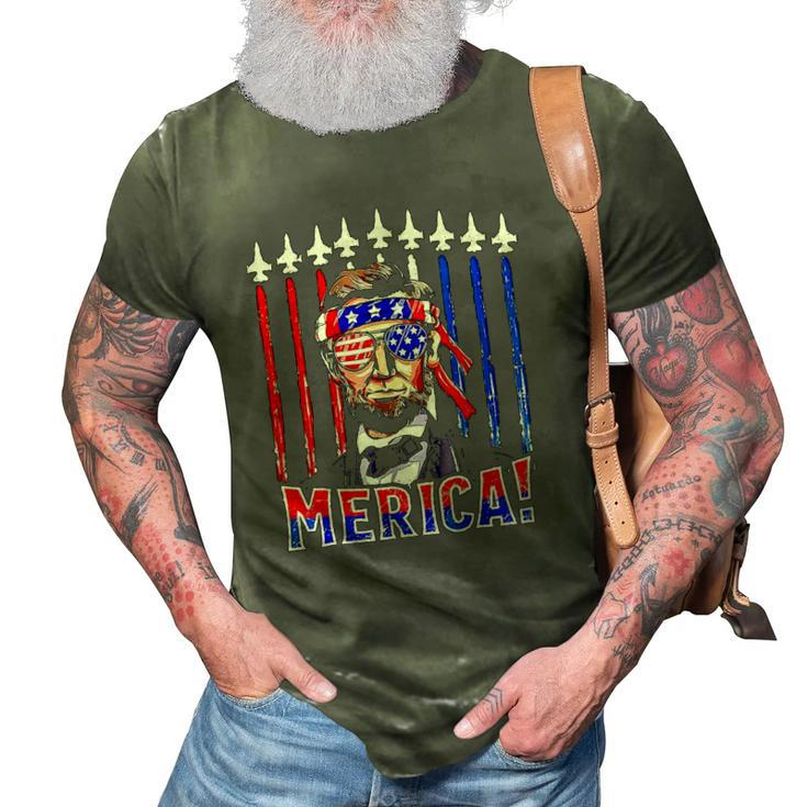 Abraham Lincoln 4Th Of July Merica Patriotic American Flag 3D Print Casual Tshirt
