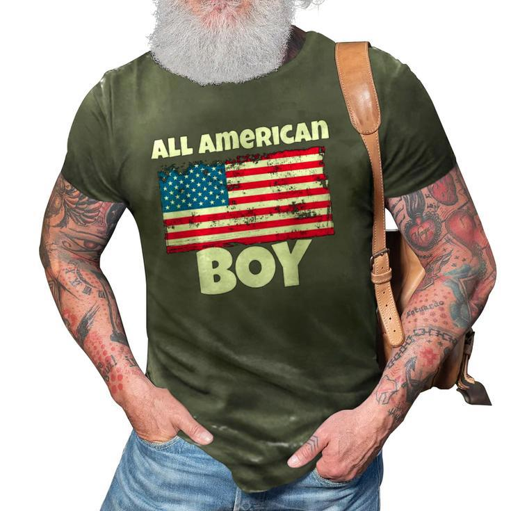 All American Boy Usa Flag Distressed 4Th Of July 3D Print Casual Tshirt