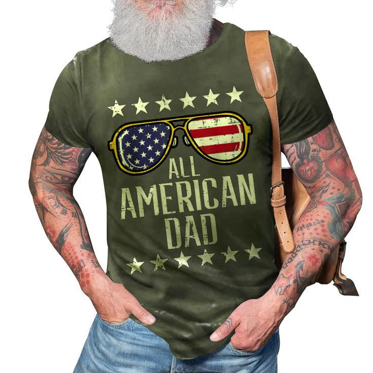 All American Dad 4Th Of July Memorial Day Matching Family  3D Print Casual Tshirt