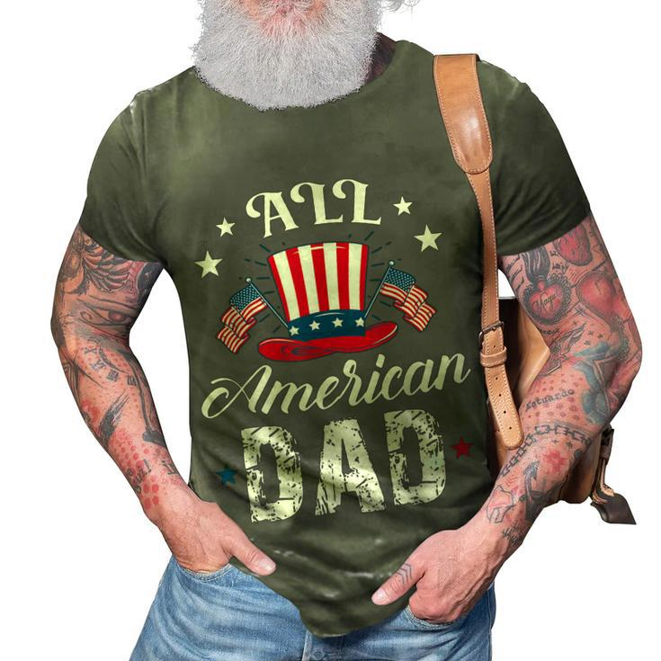 All American Dad 4Th Of July Patriot Hat With American Flag  3D Print Casual Tshirt
