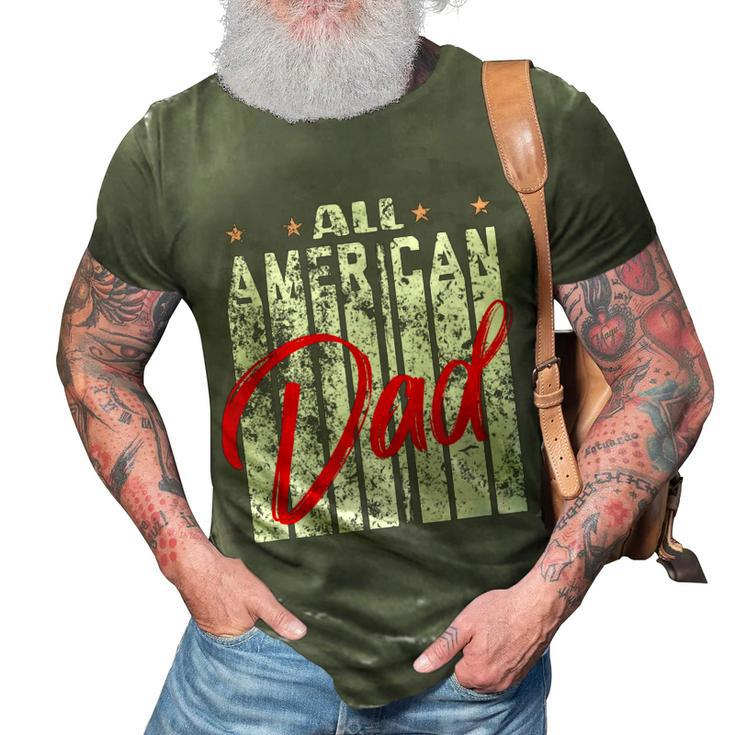 All American Dad Retro 4Th Of July Cool & Funny Melanin Art  3D Print Casual Tshirt
