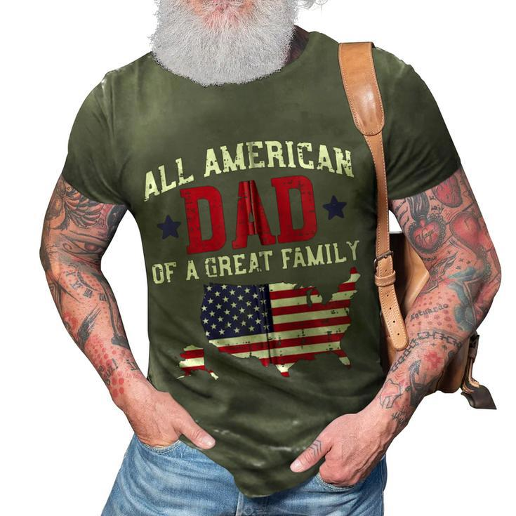 All American Dad Usa Flag 4Th Of July Fourth Patriot Men Zip  3D Print Casual Tshirt