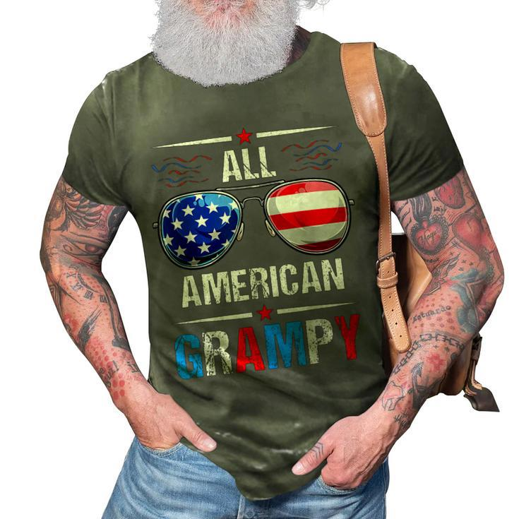 All American Flag Grampy July 4Th Sunglasses Usa Patriotic  3D Print Casual Tshirt