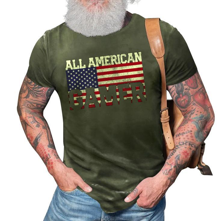 All American Flag Video Gamer July 4Th Boys Kids Men 3D Print Casual Tshirt