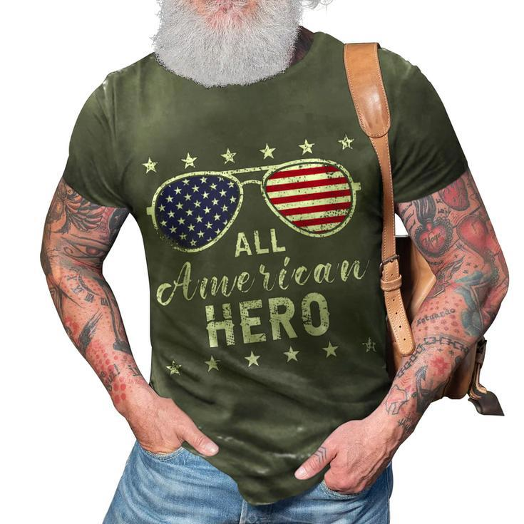 All American Hero Dad 4Th Of July Sunglasses Fathers Day  3D Print Casual Tshirt