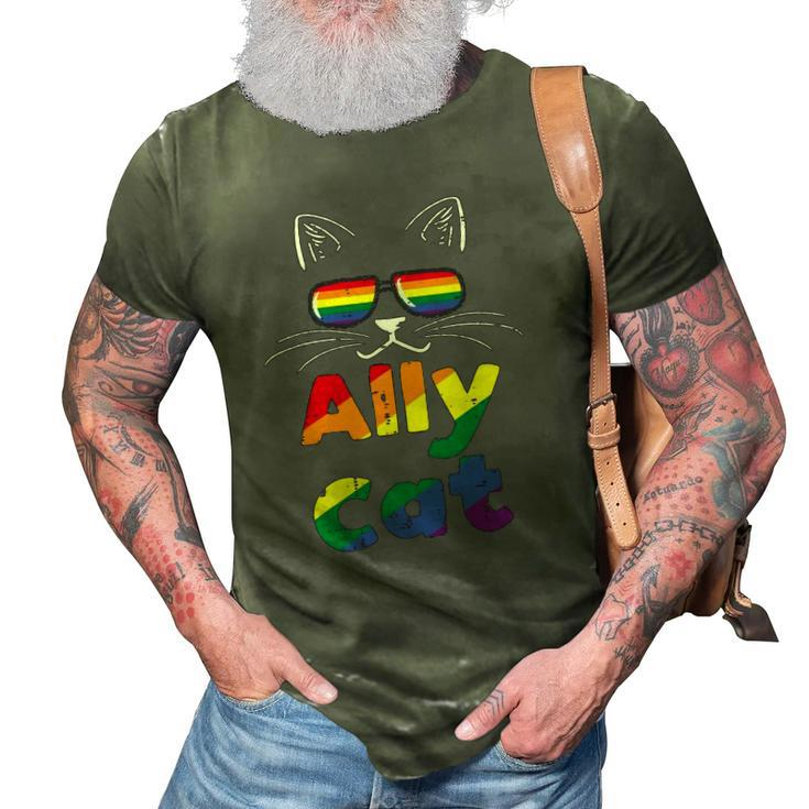 Ally Cat Pride Month Straight Ally Gay Lgbtq Lgbt Women 3D Print Casual Tshirt