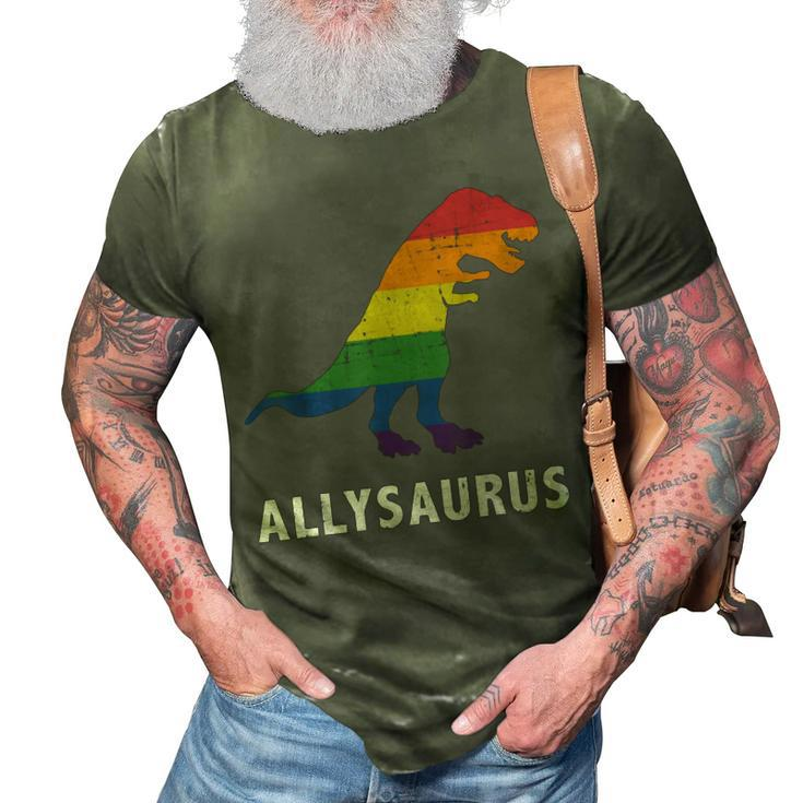 Allysaurus Dinosaur In Rainbow Flag For Ally Lgbt Pride  3D Print Casual Tshirt