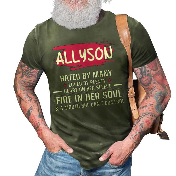 Allyson Name Gift   Allyson Hated By Many Loved By Plenty Heart On Her Sleeve 3D Print Casual Tshirt