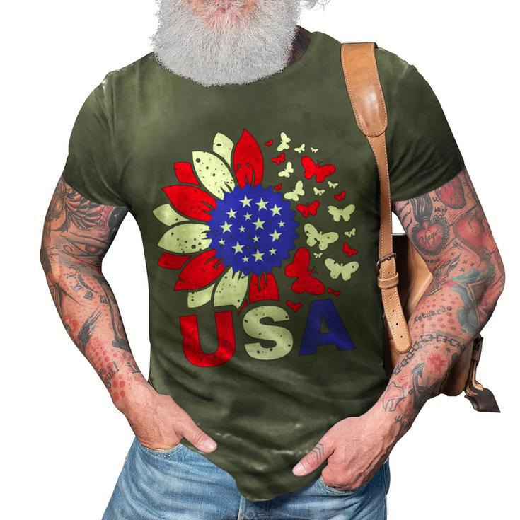 American Flag 4Th Of July Proud Usa Flower Girl  3D Print Casual Tshirt