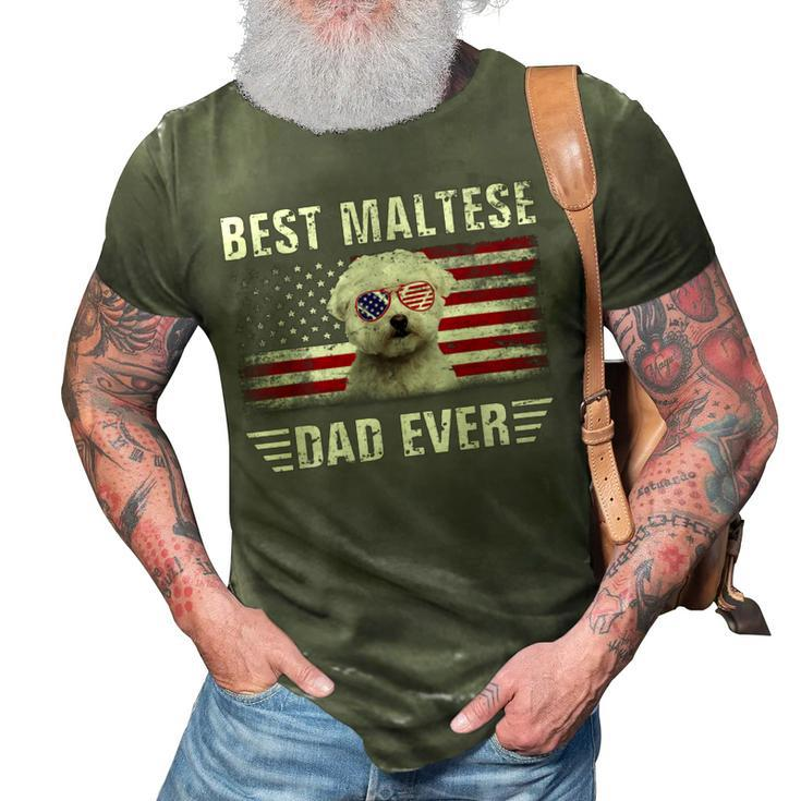 American Flag Best Maltese Dad Ever  Dog Dad 3D Print Casual Tshirt