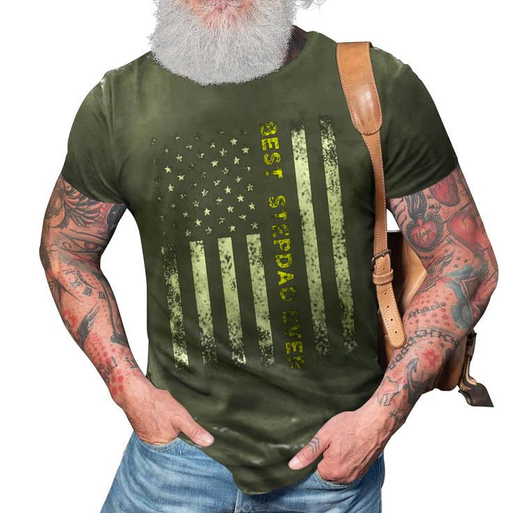 American Flag Best Stepdad Ever Fathers Day Step Dad Daddy 3D Print Casual Tshirt