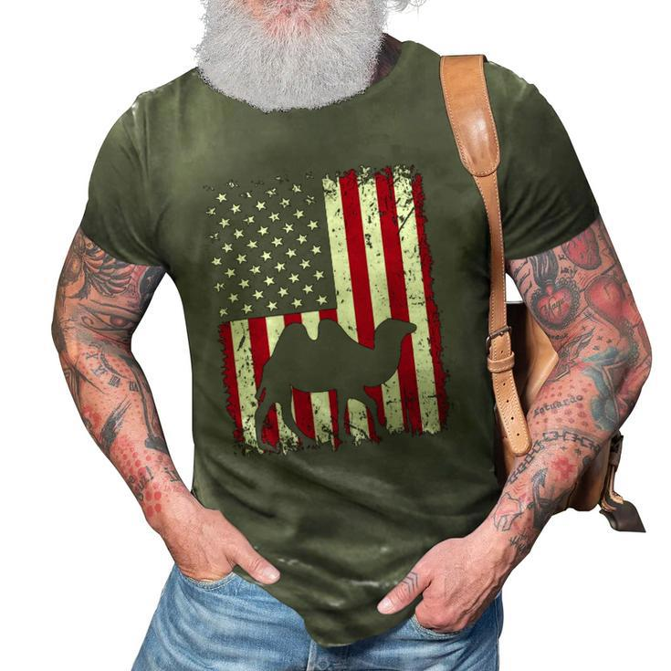 American Flag Camel Animal Vintage 4Th Of July Gift 3D Print Casual Tshirt