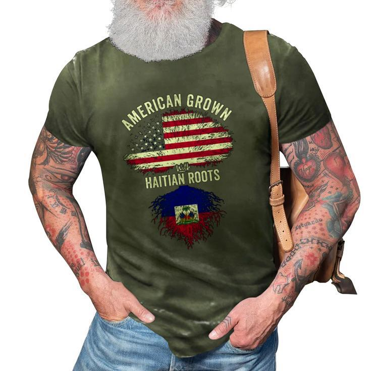 American Grown With Haitian Roots Usa Haiti Flag 3D Print Casual Tshirt