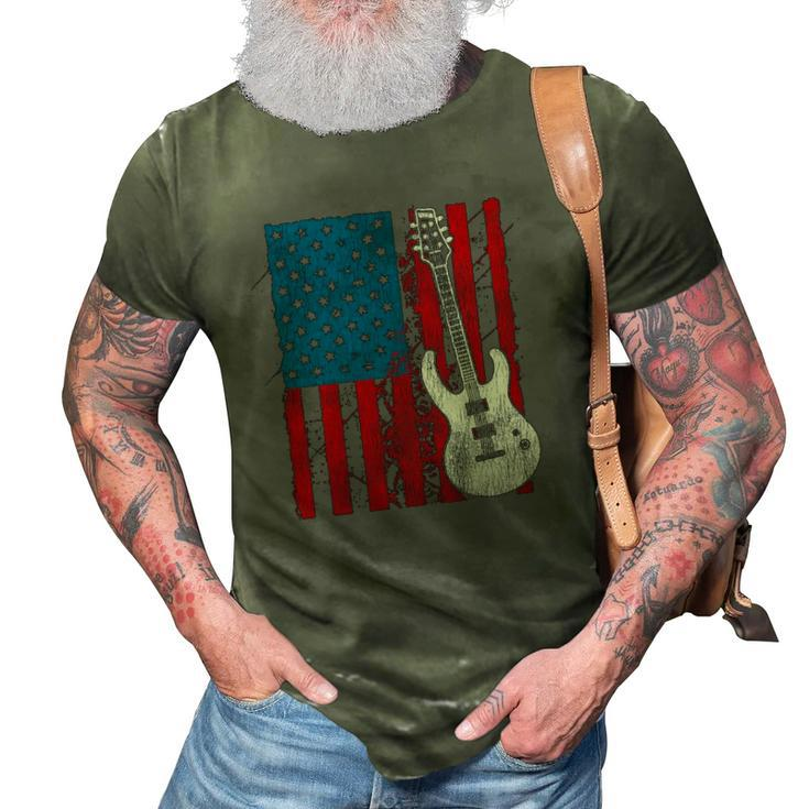 American Pride Guitar Player Gift Guitar 3D Print Casual Tshirt