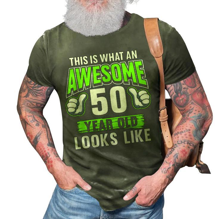 Awesome 50 Year Old Funny 50Th Birthday Bday Party  3D Print Casual Tshirt