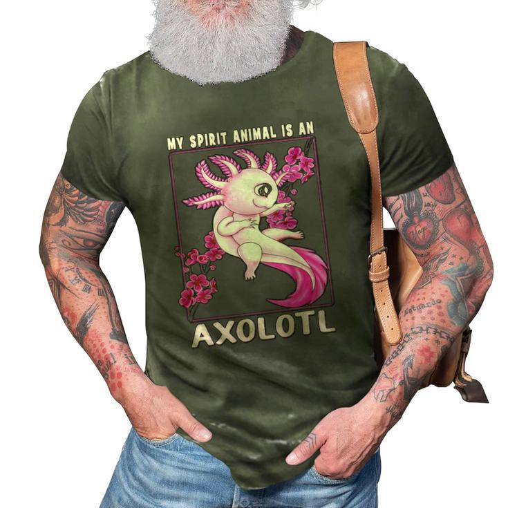 Axolotl Is My Spirit Animal Cherry Blossom Girls Boys Womens 3D Print Casual Tshirt