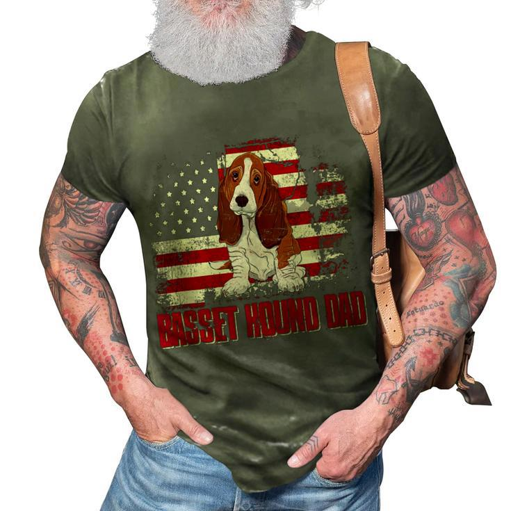 Basset Hound Dad American Flag 4Th Of July Dog Lovers  3D Print Casual Tshirt
