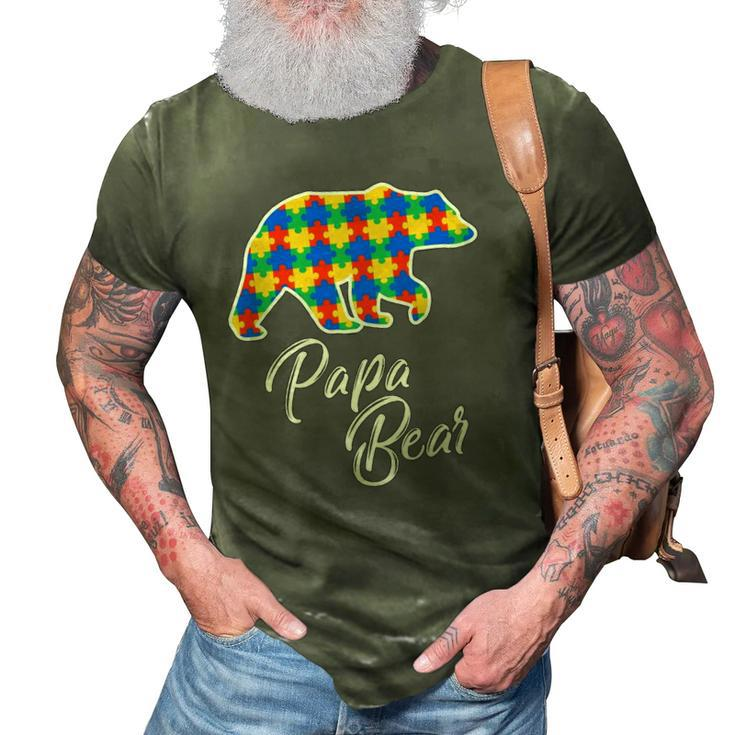 Bear Autism Puzzle Awareness  Papa Bear Gifts 3D Print Casual Tshirt
