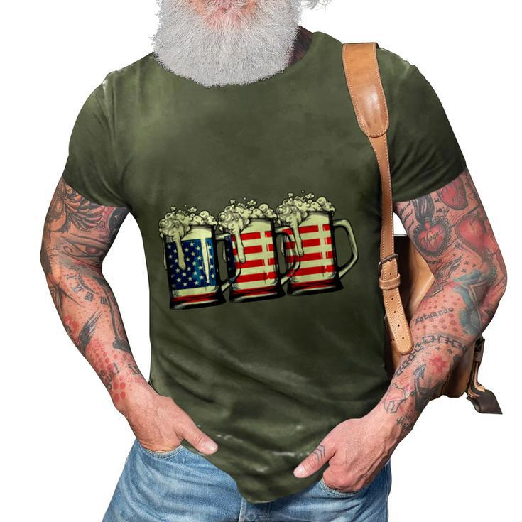 Beer American Flag 4Th Of July Independence Day  3D Print Casual Tshirt