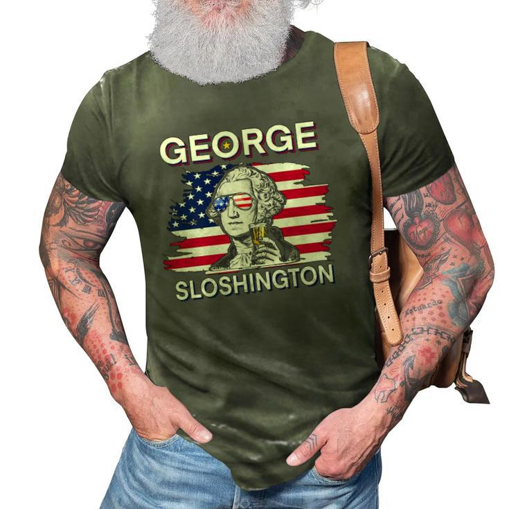 Beer George Sloshington  American Flag 4Th Of July  3D Print Casual Tshirt