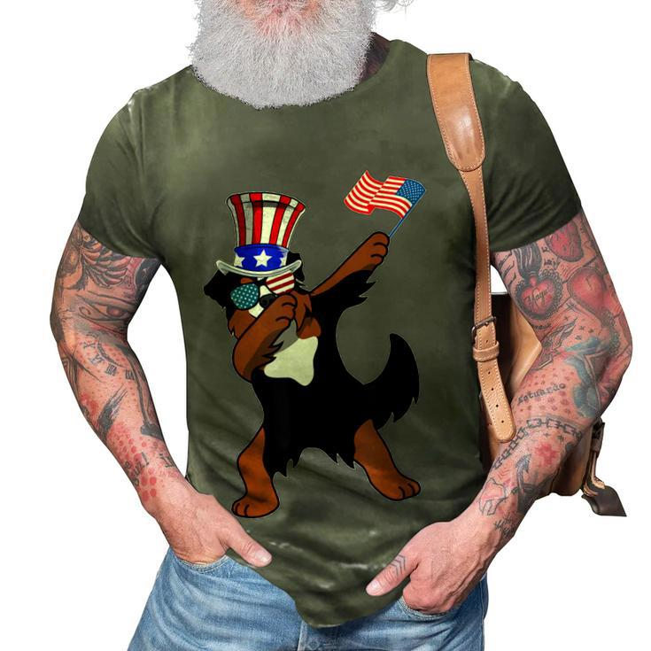 Bernese Mountain Dog Dabbing Dog Dad  4Th Of July 3D Print Casual Tshirt