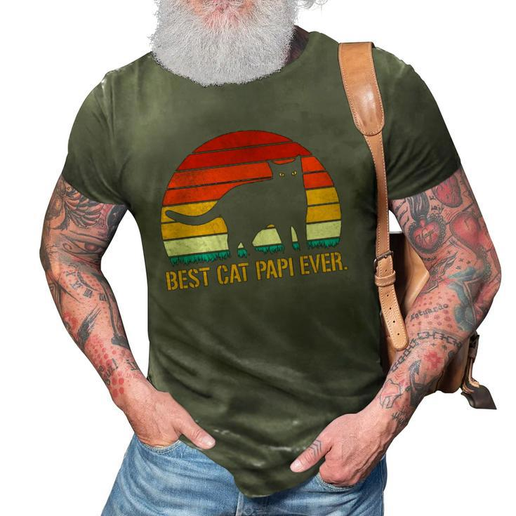 Best Cat Papi Ever Vintage Retro Cat Lover Xmas Fathers Day 3D Print Casual Tshirt